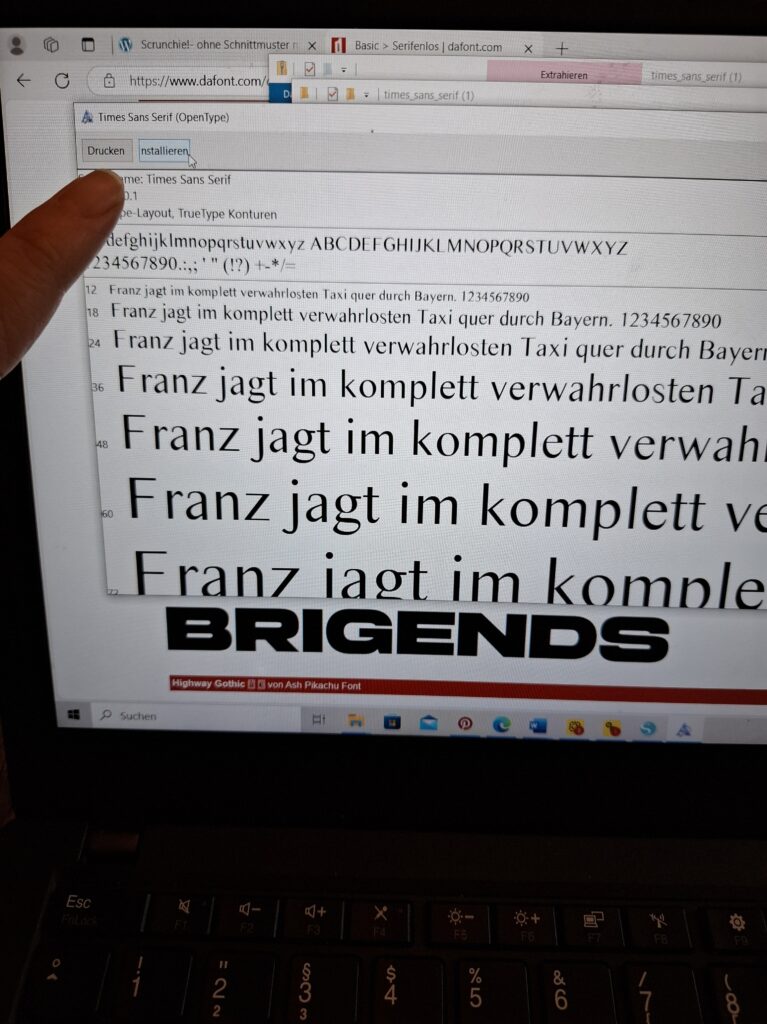 Schriftart instalieren